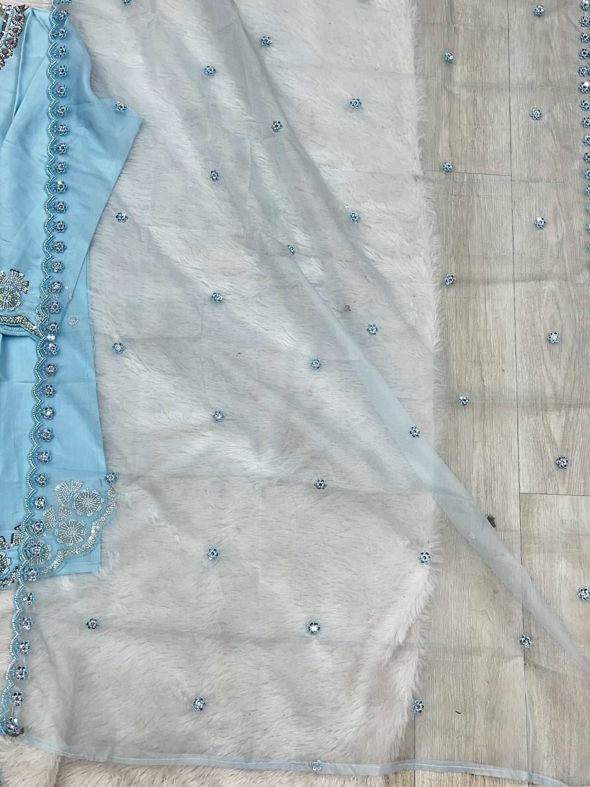 1431 Heavy Pakistani Partywear - Sky Blue