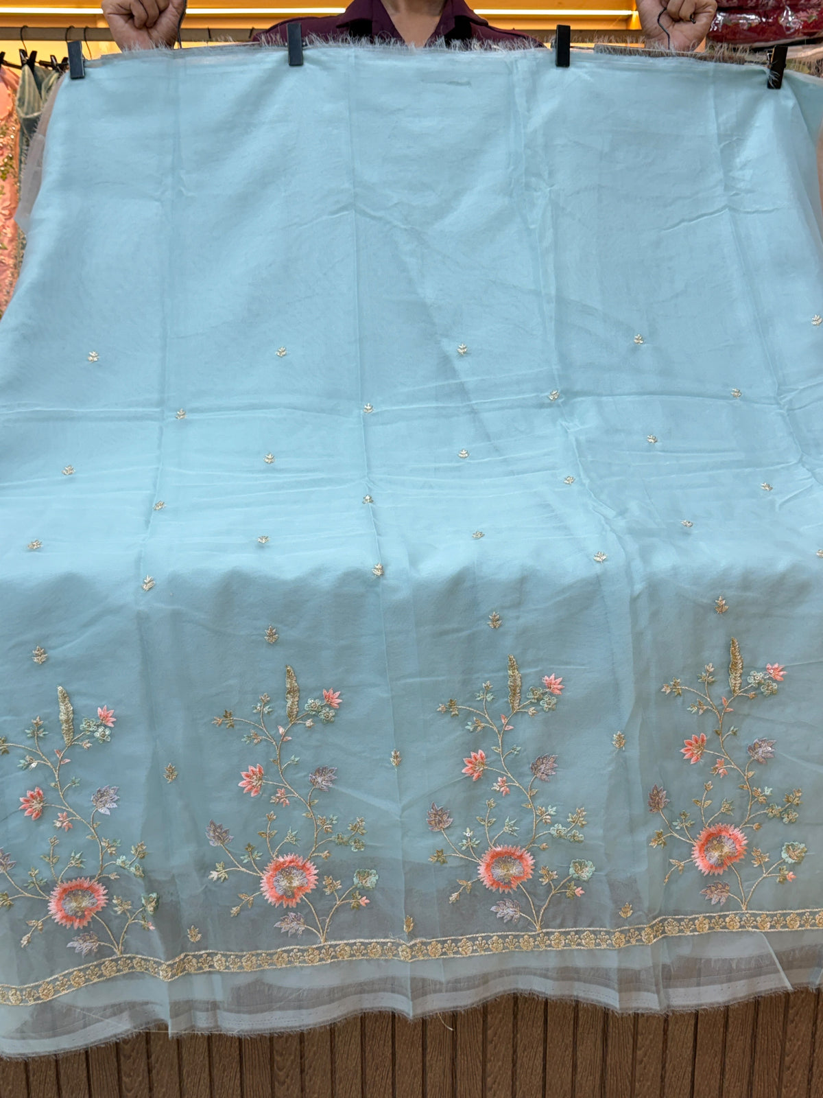 1453 Pakistani Unstitched Partywear - Periwinkle