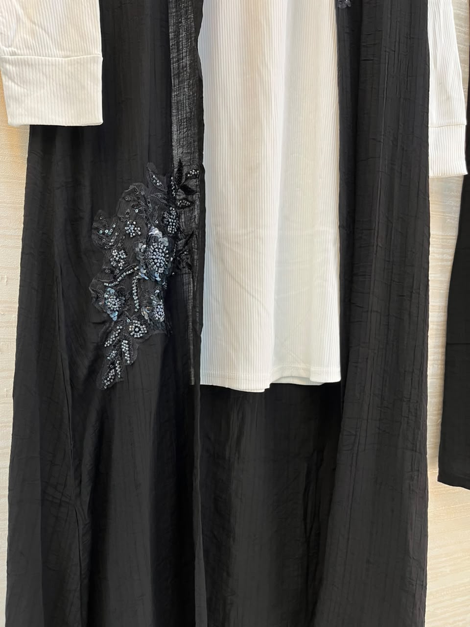 1191 Embroidered Shrug Coord Set -  Black