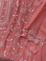 1452 Pakistani Unstitched Partywear - Pink