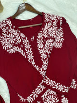664 Lucknowi Palazzo Set - Dark Red