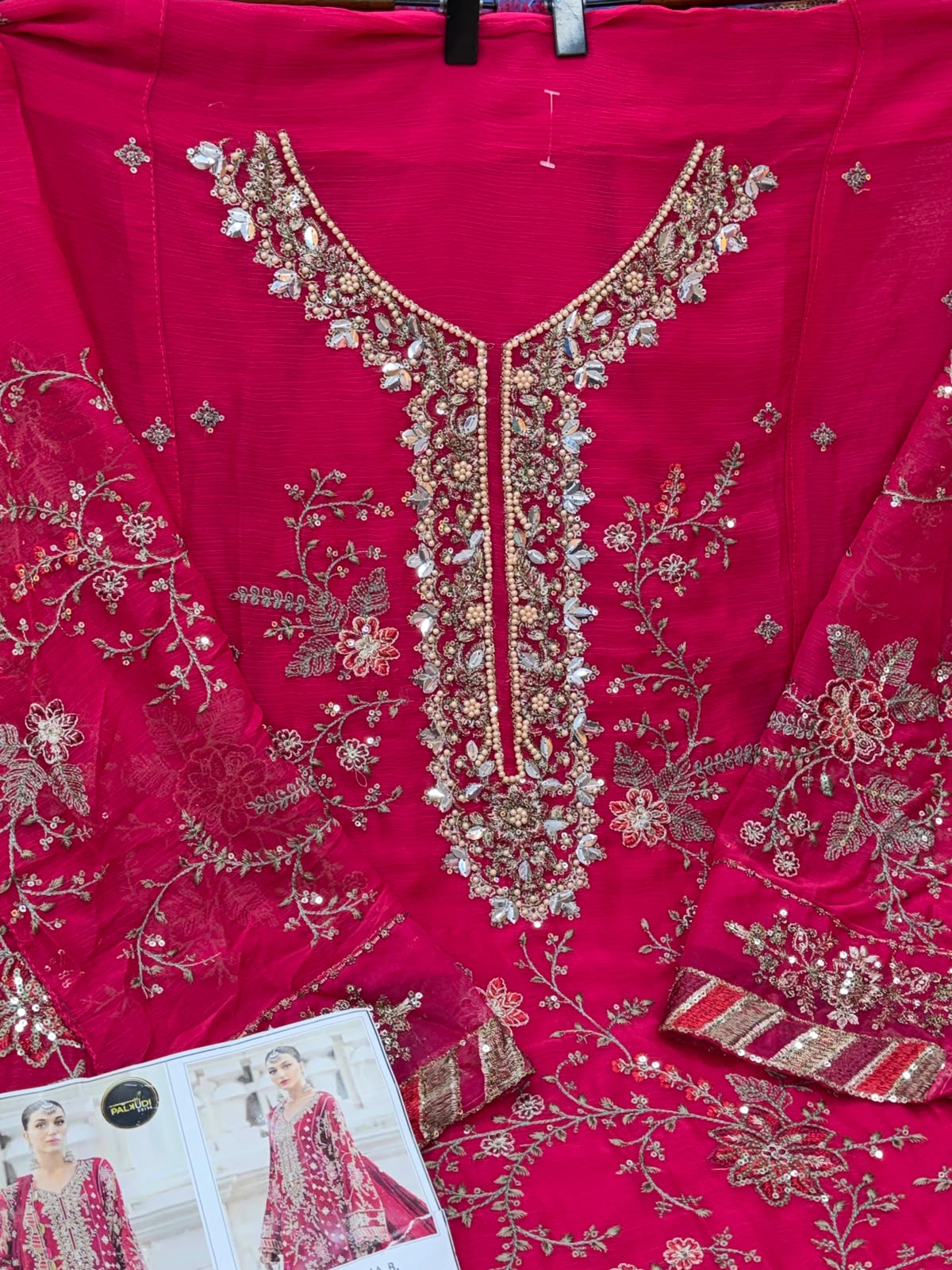 1439 Maria-B Unstitched Partywear - Rani Pink