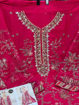 1439 Maria-B Unstitched Partywear - Rani Pink