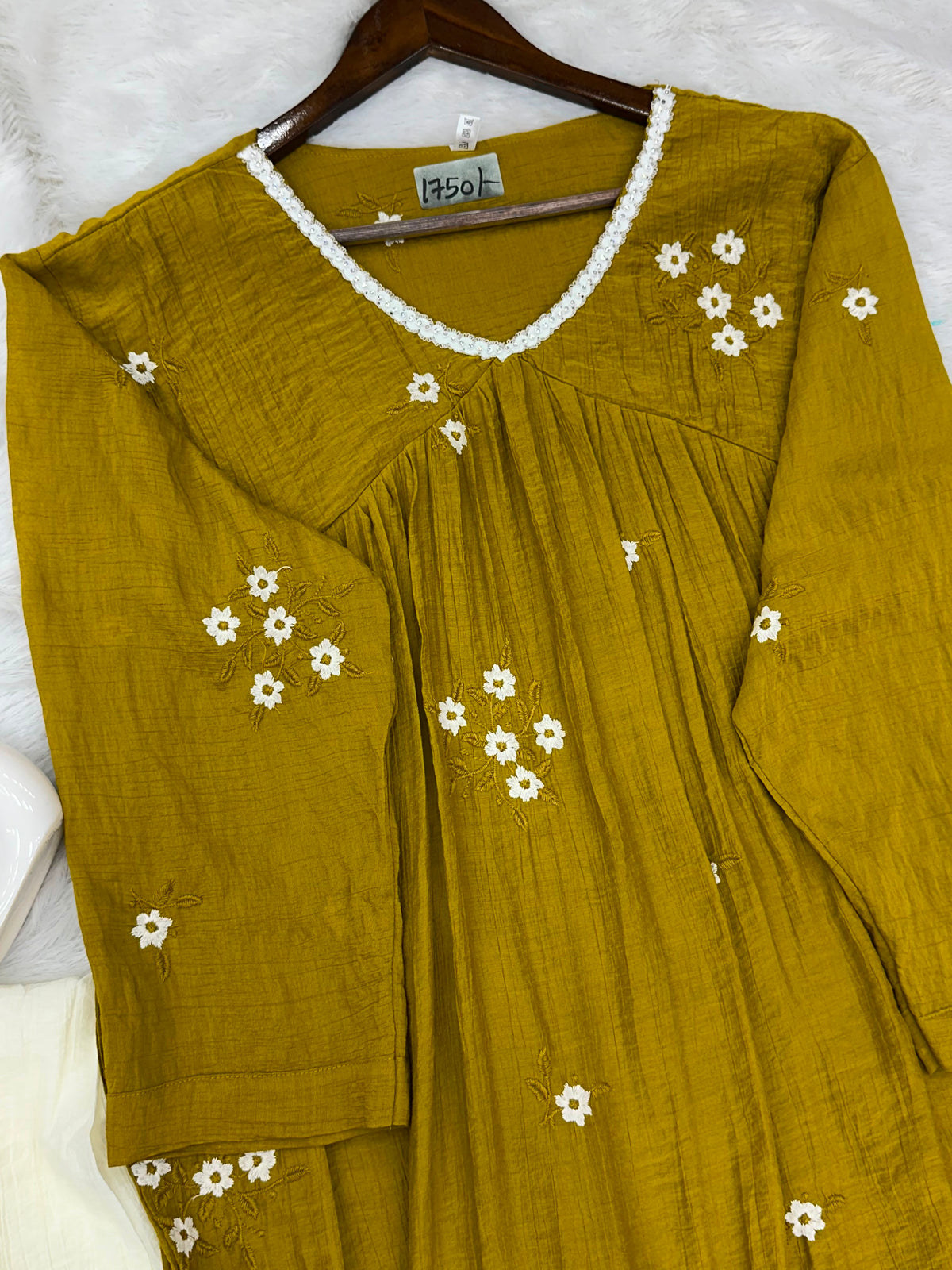 1386 Korea Lace-Work 2pc Frock Coordset - Mustard Yellow