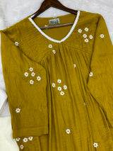 1386 Korea Lace-Work 2pc Frock Coordset - Mustard Yellow