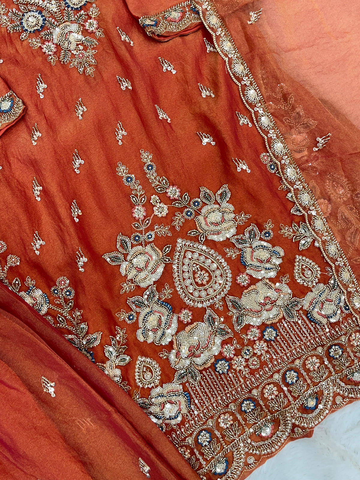 1426 Heavy Pakistani Partywear - Orange