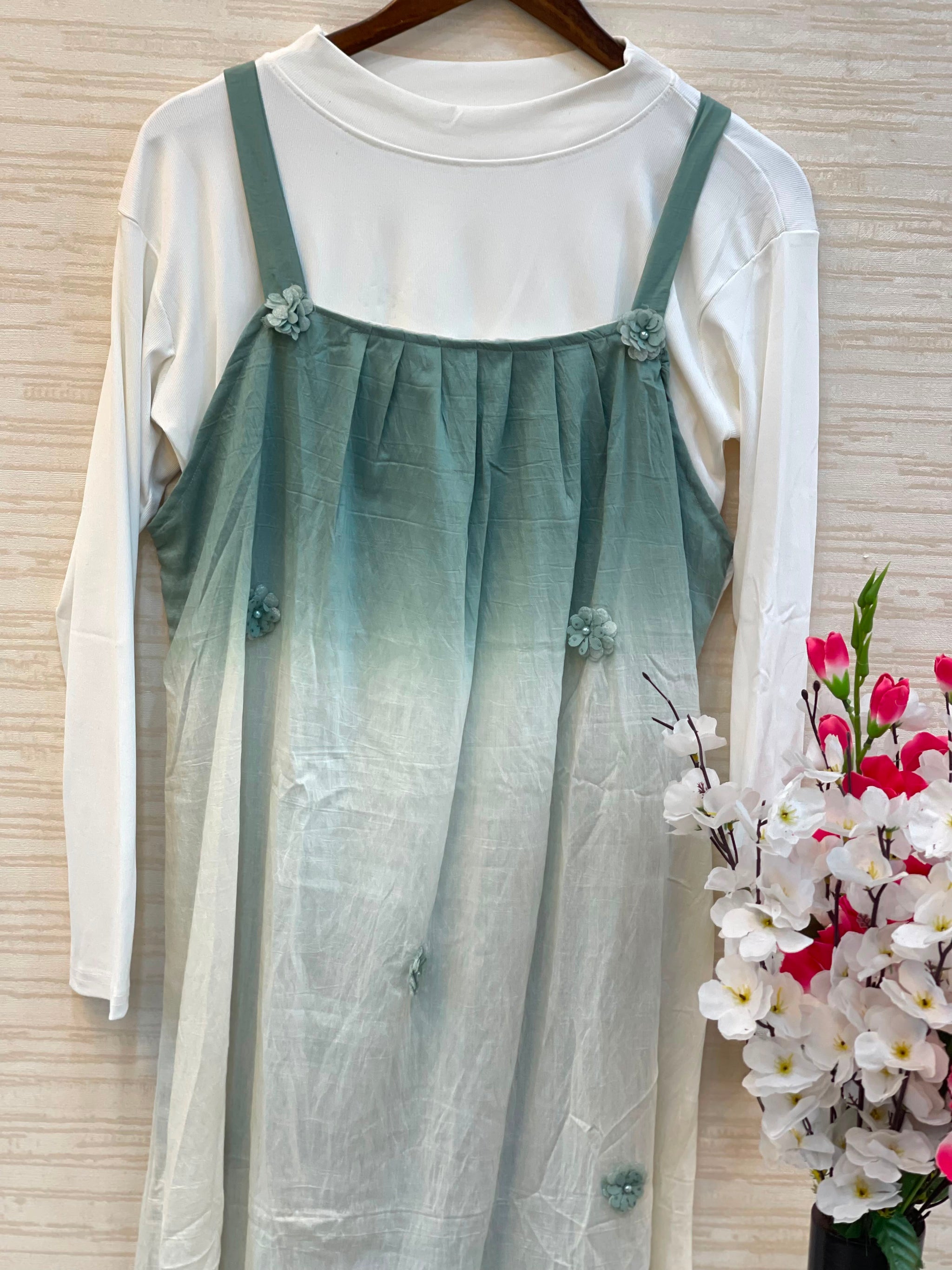 1015 Floral Flare Coord Set - SeaFoam Green