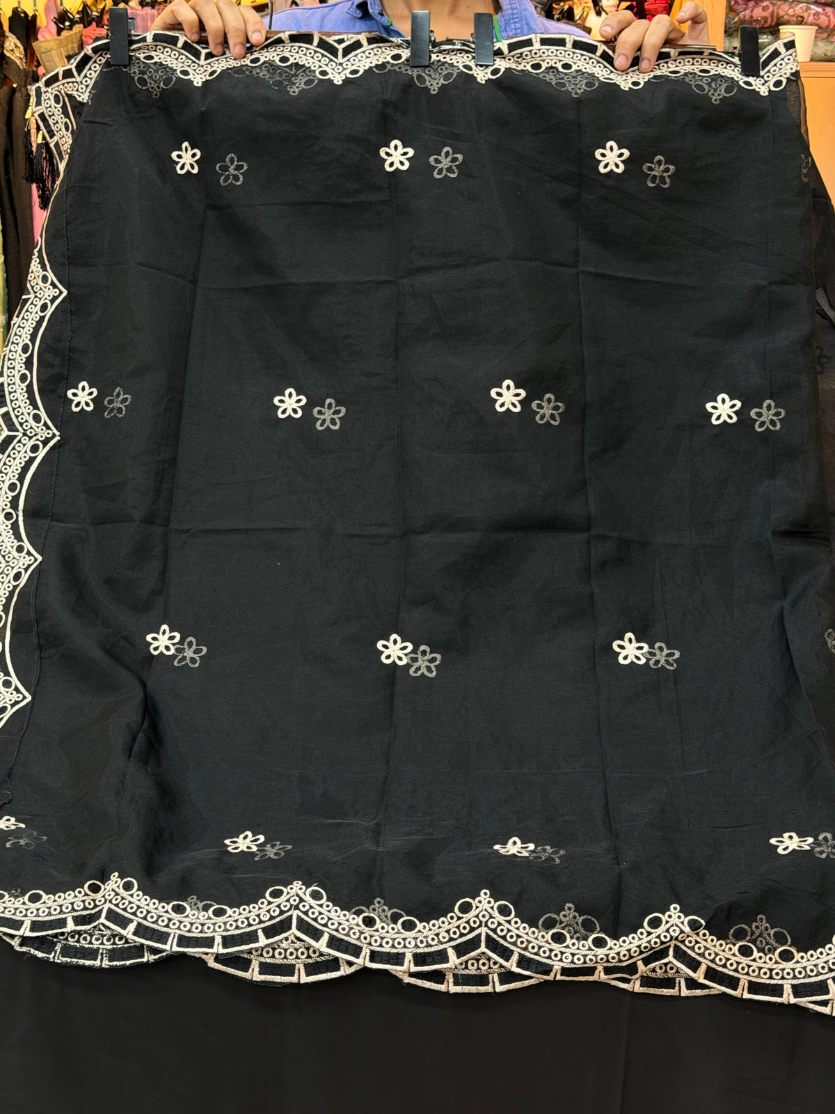 1437 Pakistani Unstitched Partywear - Black