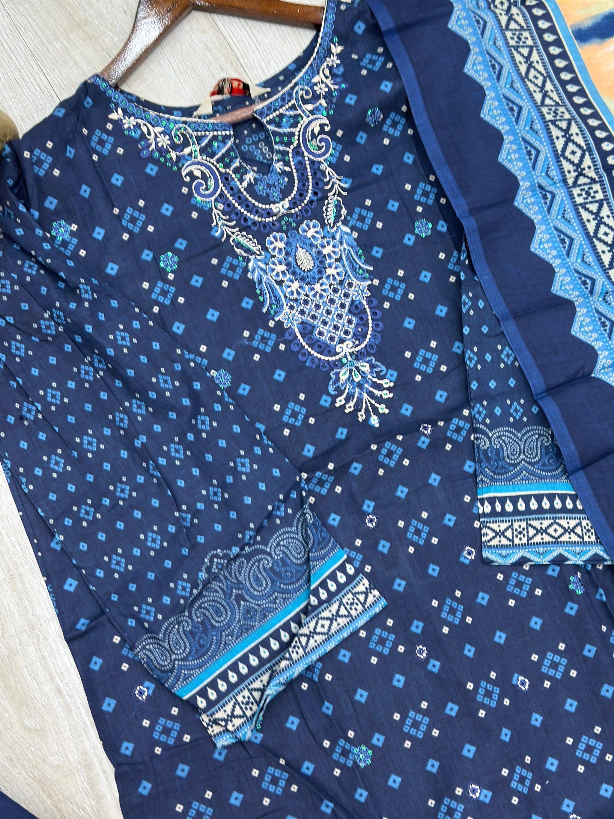 630 Premium Pakistani Lawn Suit - Navy Blue
