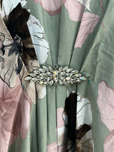 1099 Floral Kaftan Coord Set - Sage Green