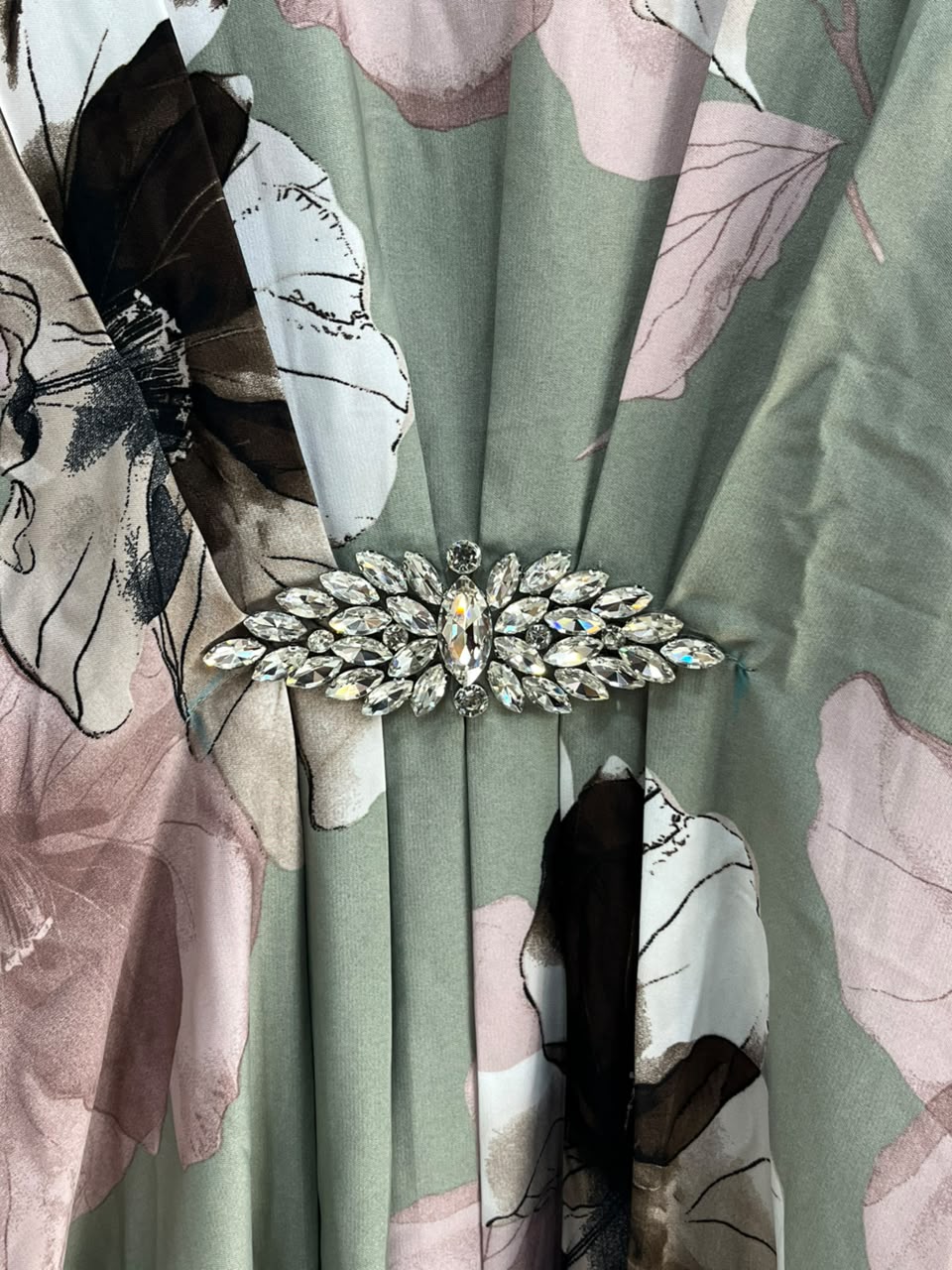1099 Floral Kaftan Coord Set - Sage Green