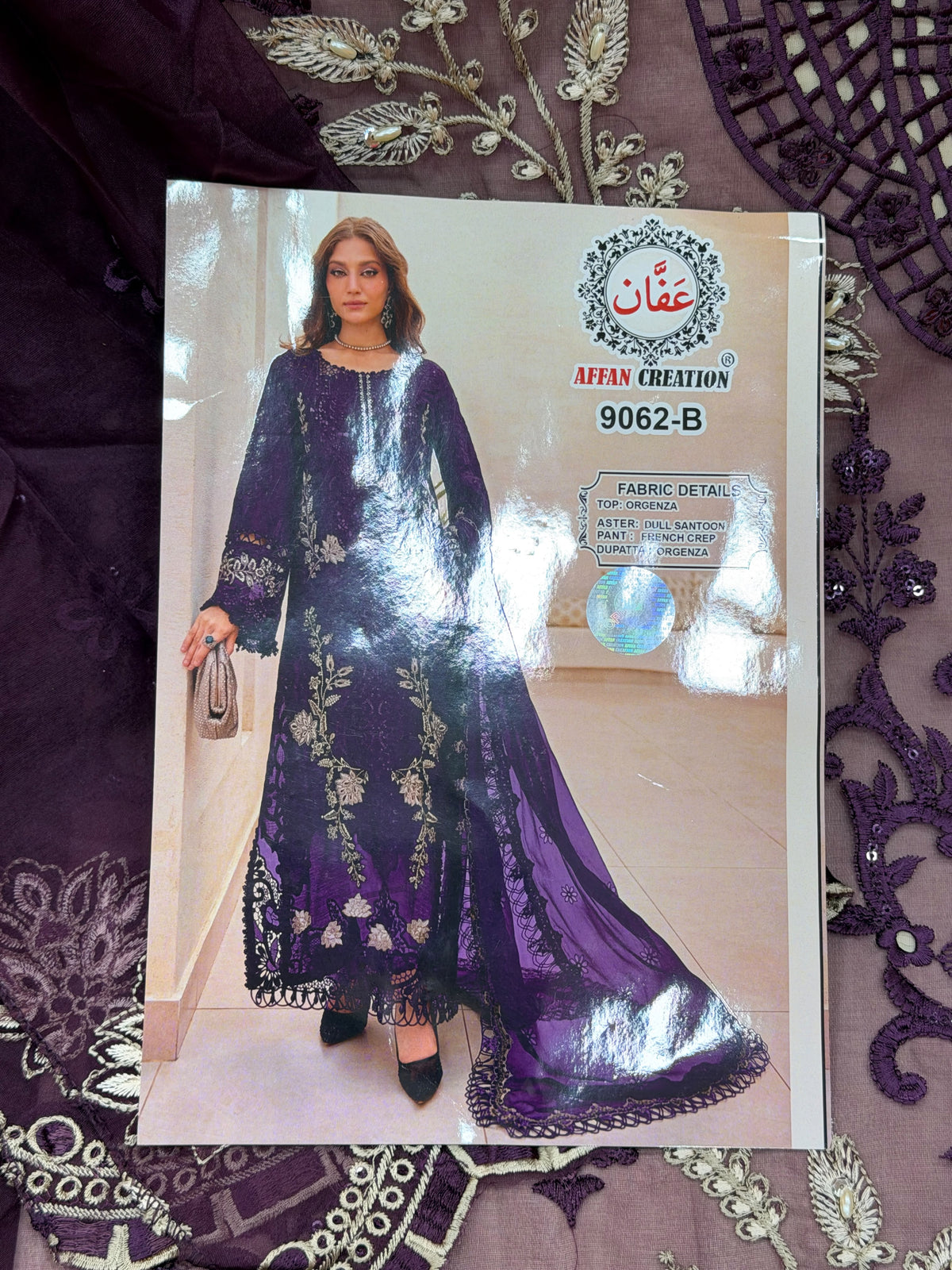 1437 Pakistani Unstitched Partywear - Purple