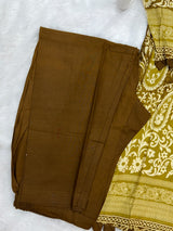 1450 Pakistani Embroidered Suit - Mustard Olive
