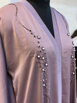 334 Midnight Pearl Embellished Abaya Set - Lavender