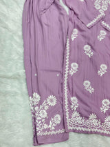 668 Lucknowi Palazzo Set - Lavender