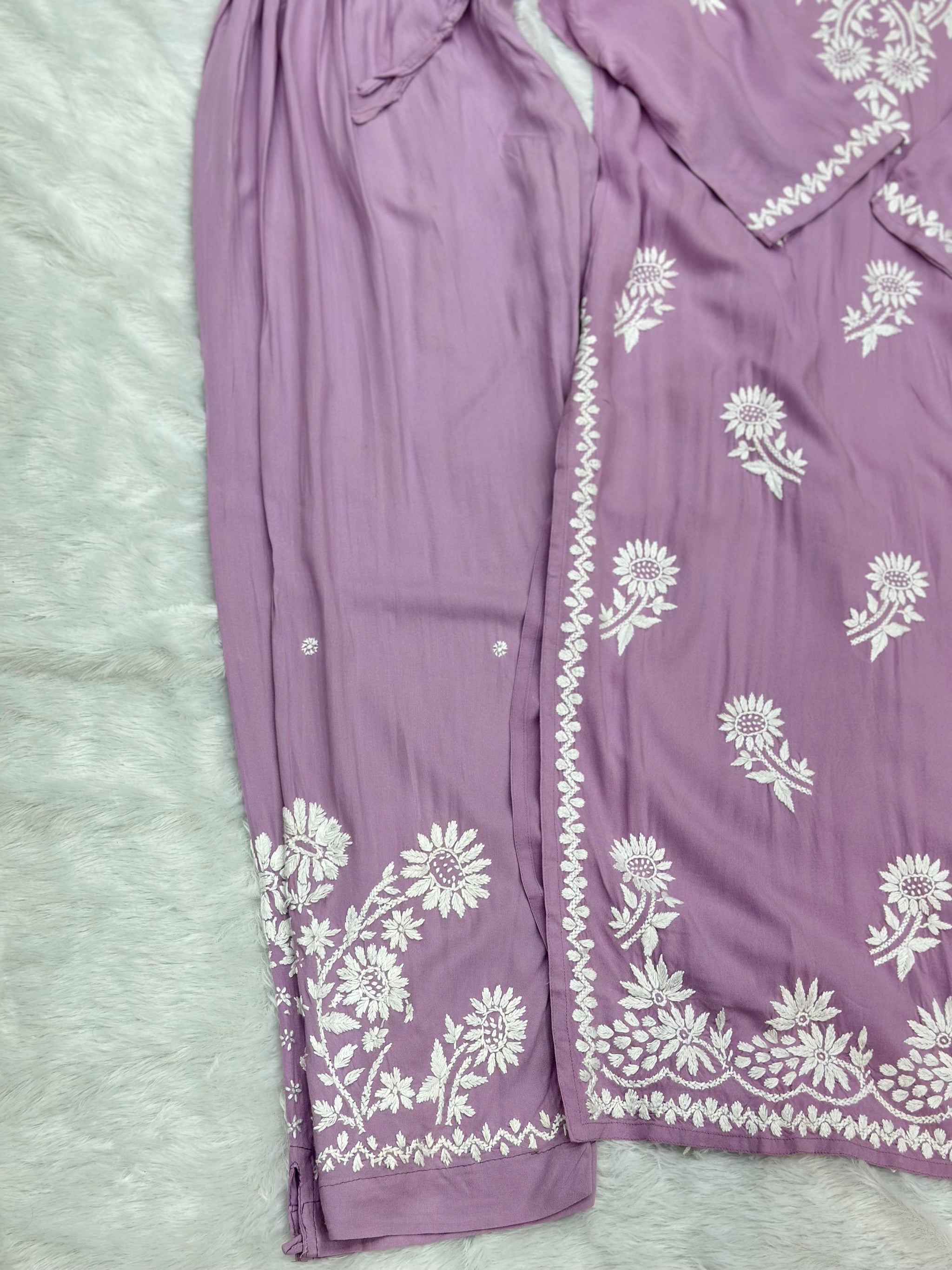 668 Lucknowi Palazzo Set - Lavender