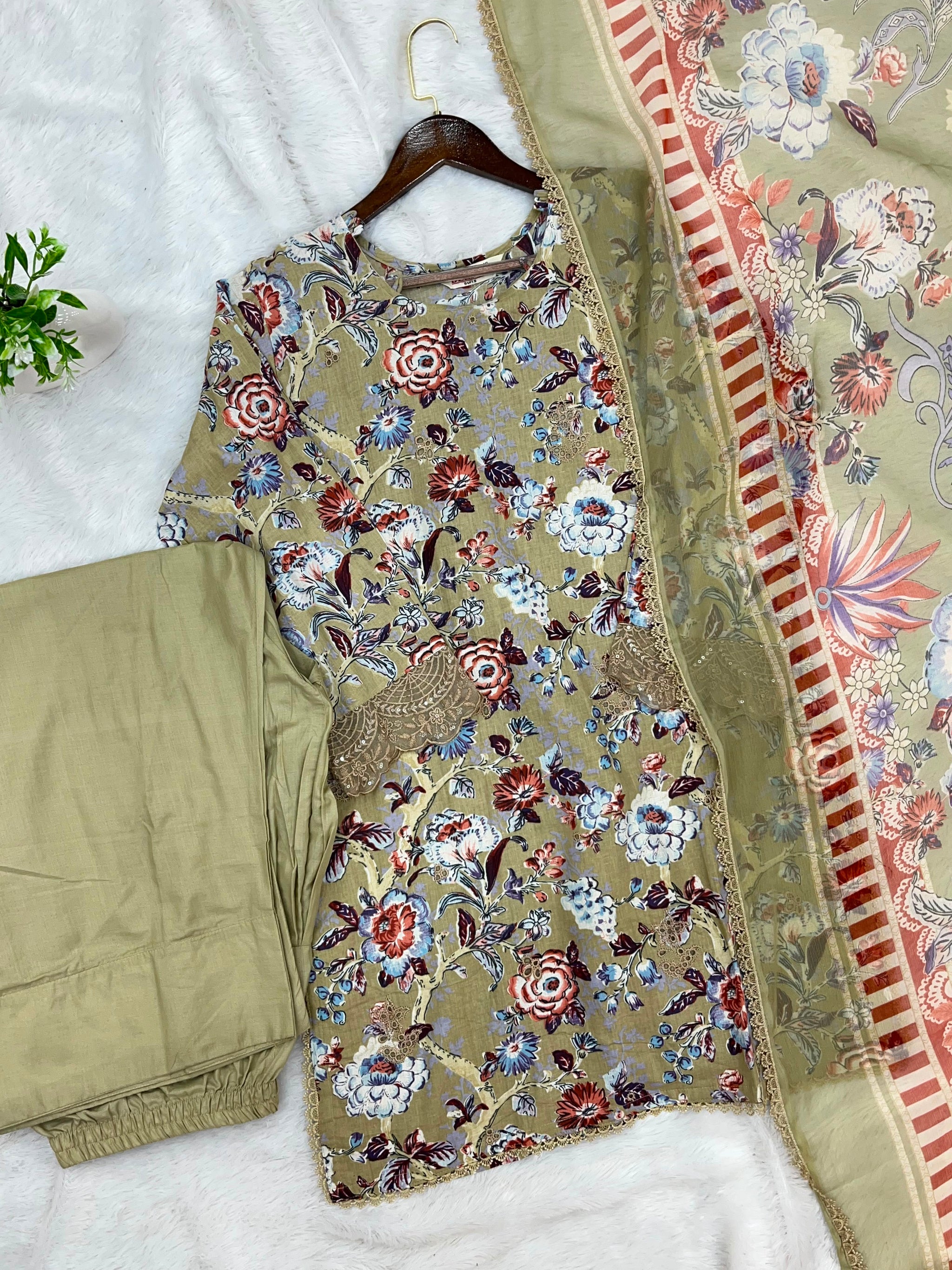 1337 Pakistani Lawn Suit - Beige