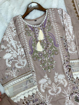 1449 Pakistani Embroidered Suit - Dusty Mushroom