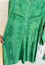 1205 Kashmiri Embroidered Coord Set - Parrot Green