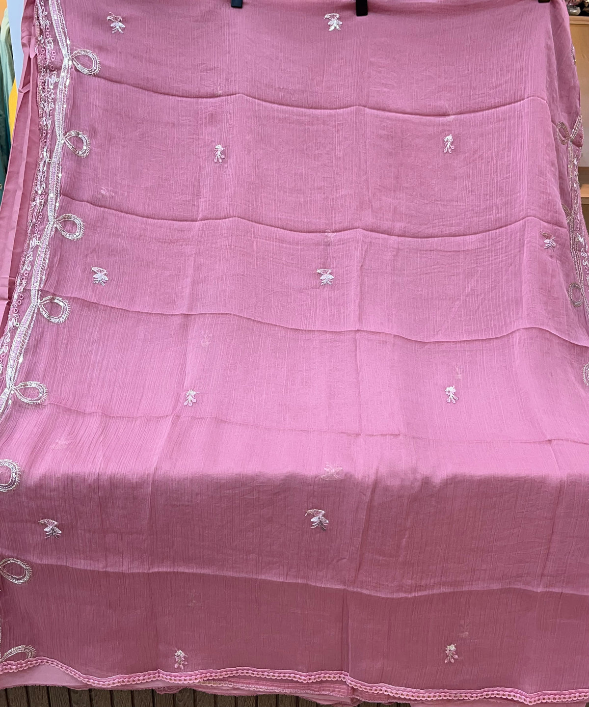 1446 Pakistani Unstitched Partywear - Dusty Muave