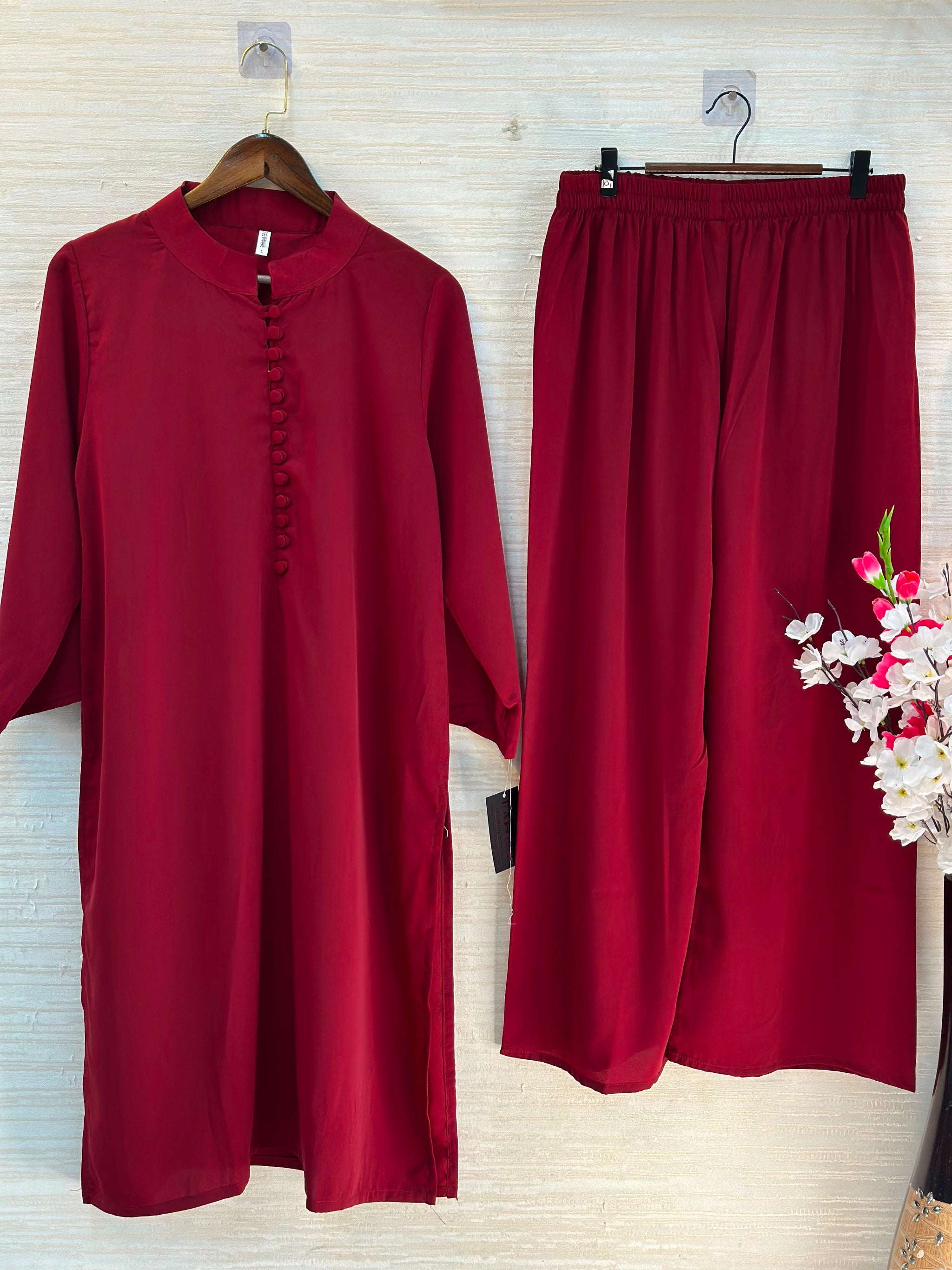 1062 Modest Mandarin Coord Set - Brown