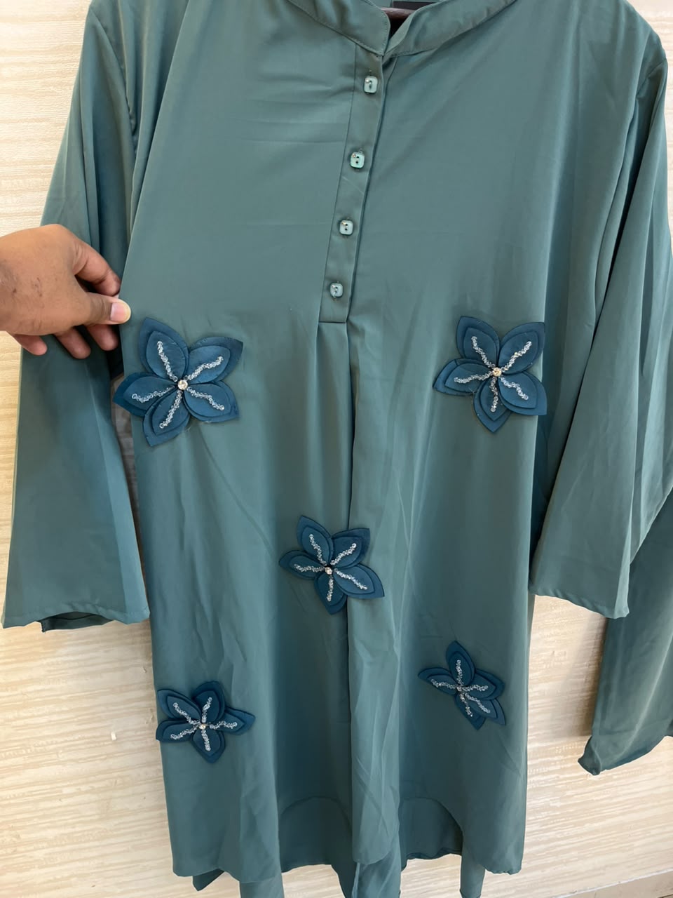 1202 Floral Patch Work Coord Set - Sage Green