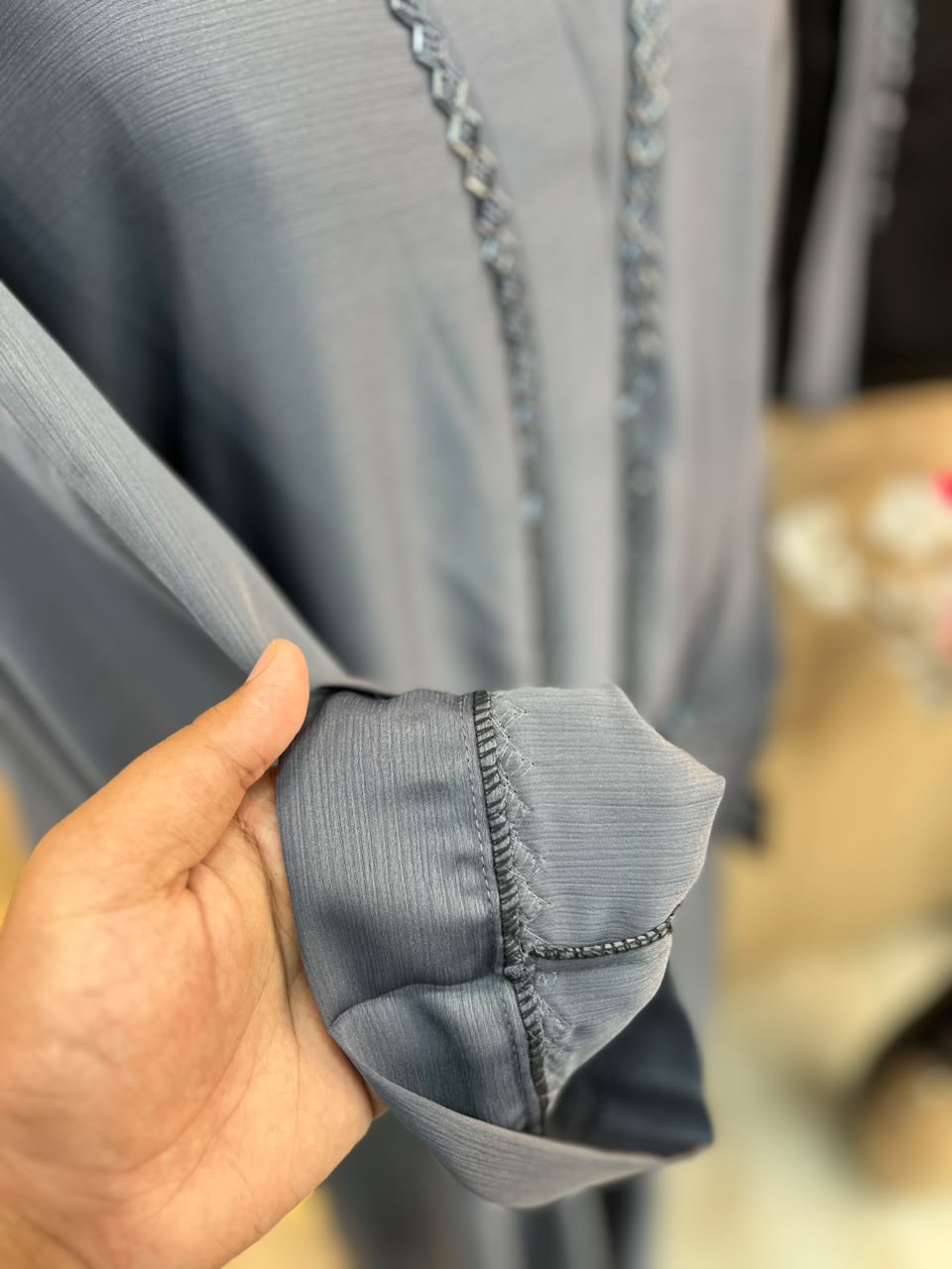 1121 The Premium Abaya - Blue Gray