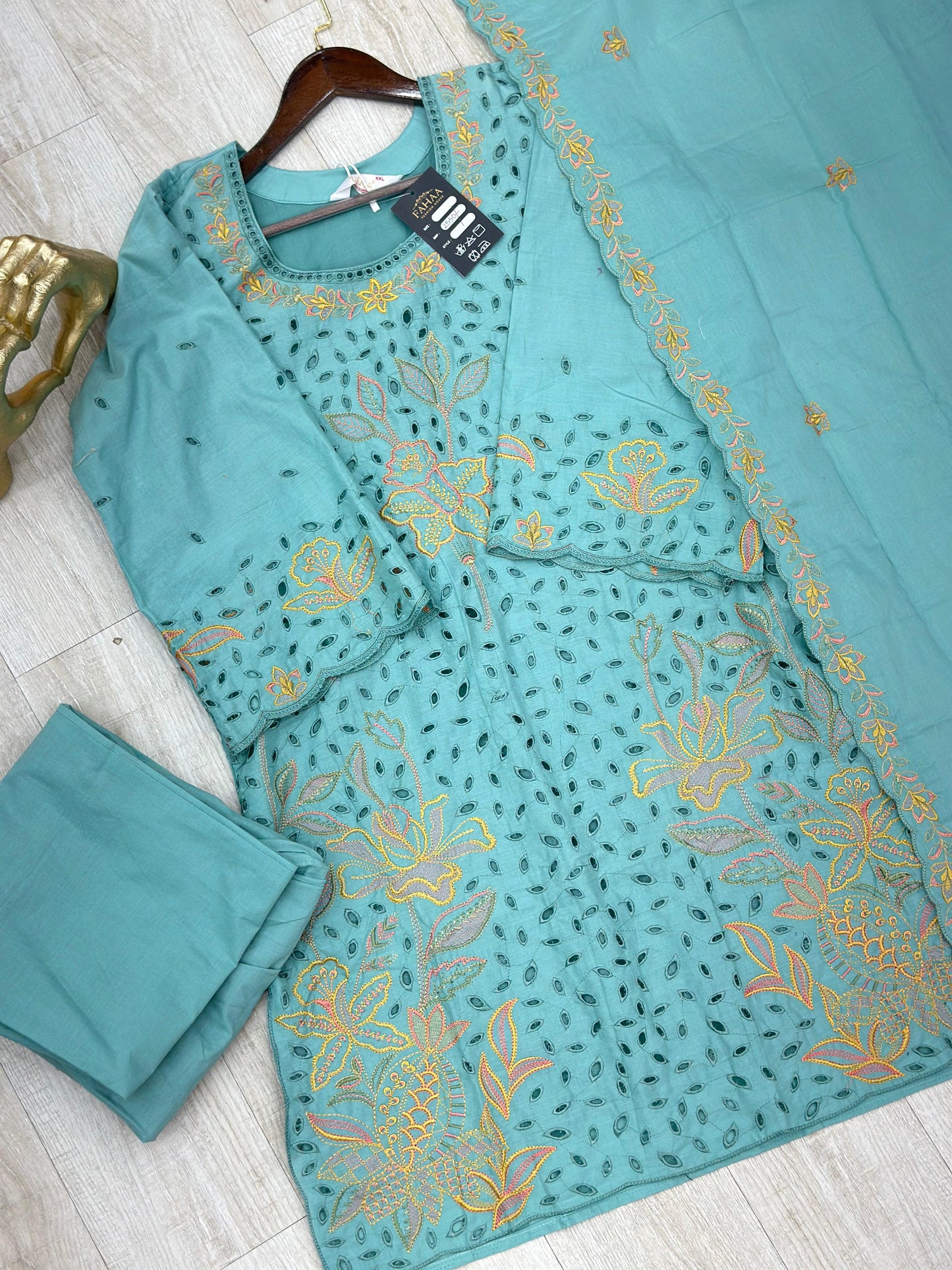 631 Premium Pakistani Lawn Suit - Aqua