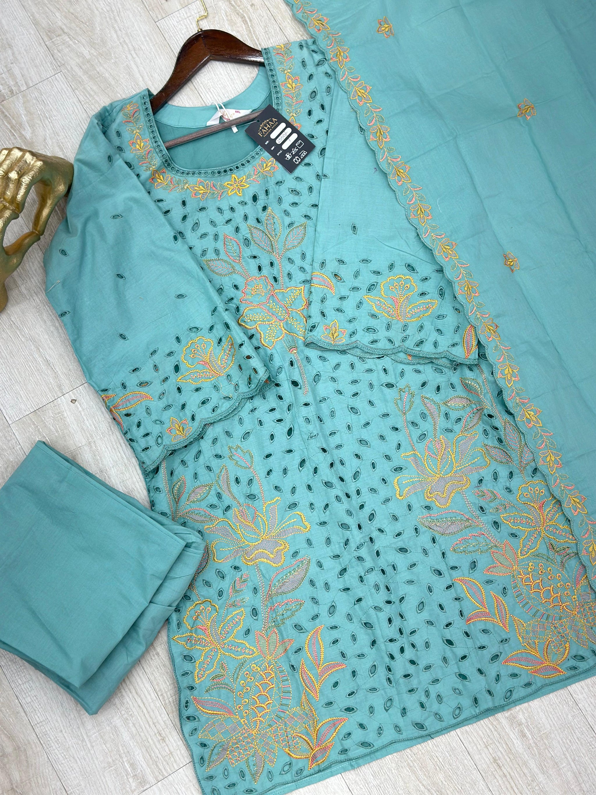 631 Premium Pakistani Lawn Suit - Aqua