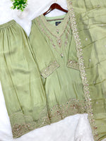 1425 Pakistani Sharara Set - Pista Green
