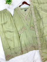 1425 Pakistani Sharara Set - Pista Green