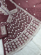 653 Pakistani Embroidered Frock Set - Onion Pink