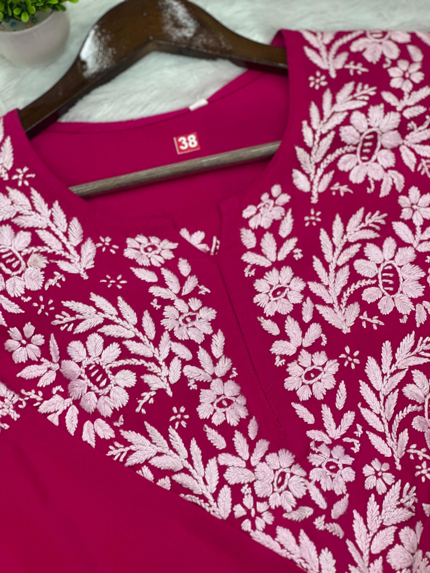 666 Lucknowi Palazzo Set - Dark Pink