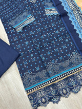 630 Premium Pakistani Lawn Suit - Navy Blue