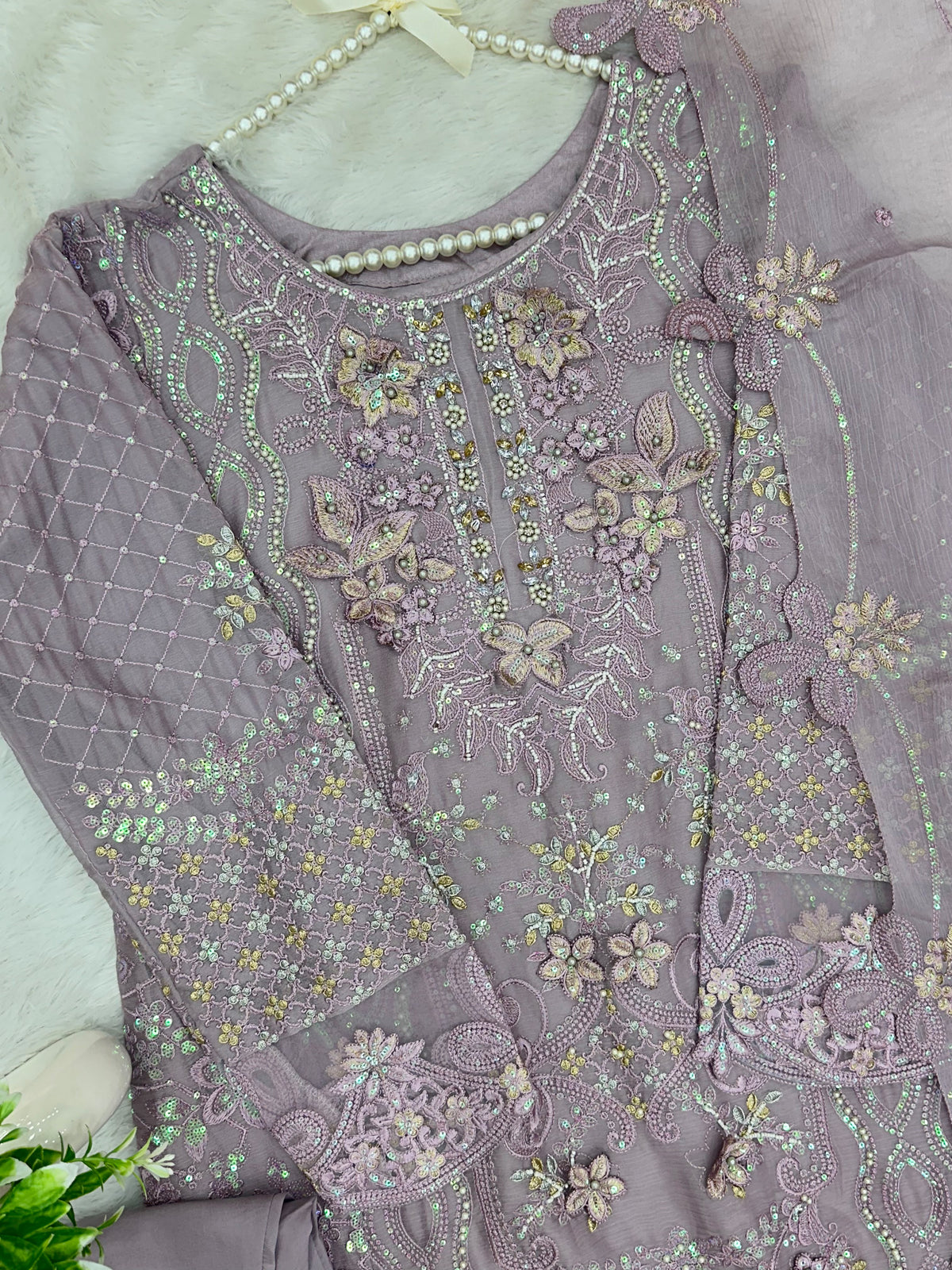 1433 Heavy Pakistani Partywear -  Lilac