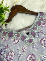 1441 Mausumery Foral Lawn Suit - Lavender