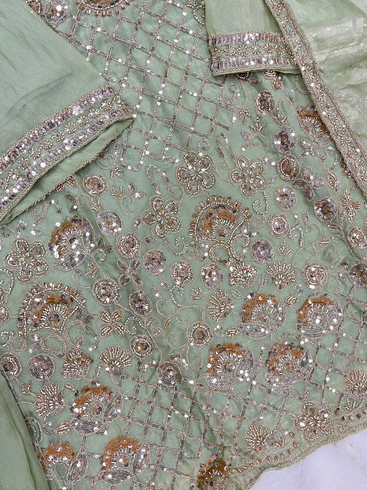 1427 Heavy Pakistani Partywear - Pista Green