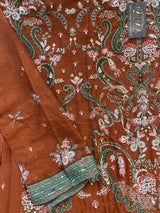 1484 Pakistani Unstitched Party Wear - Terracotta