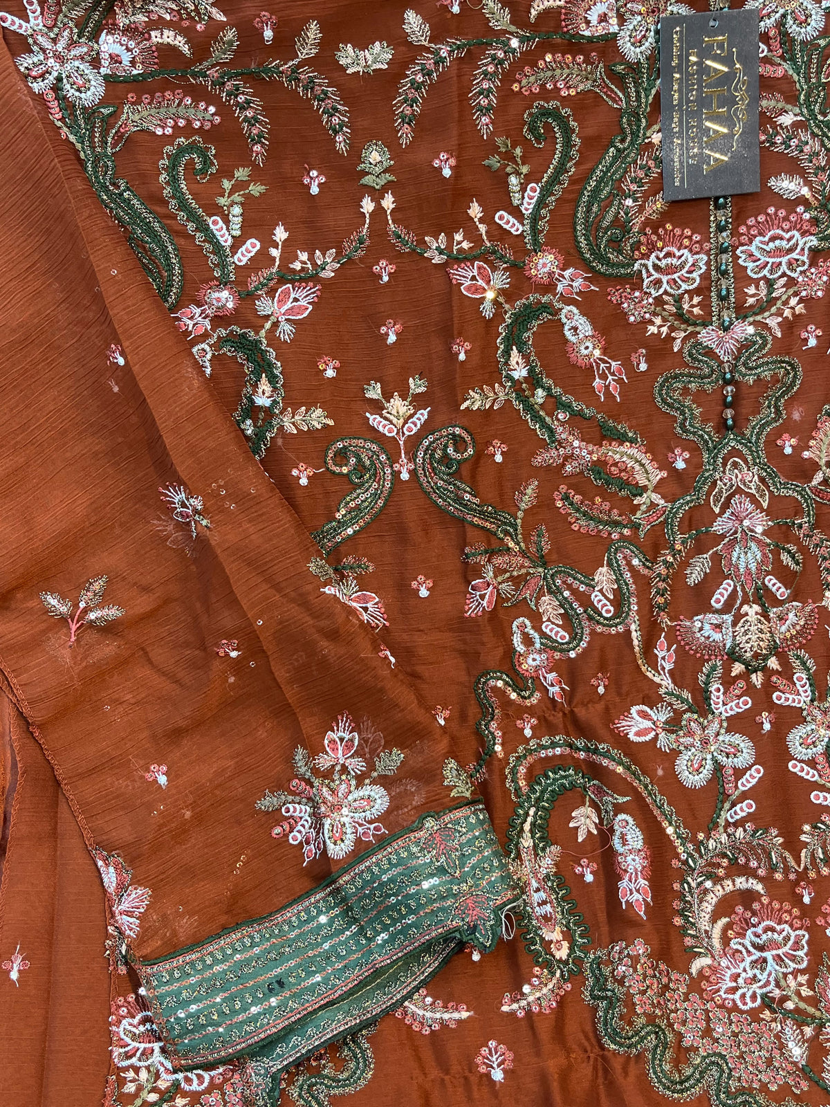 1484 Pakistani Unstitched Party Wear - Terracotta