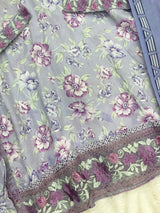 1441 Mausumery Foral Lawn Suit - Lavender