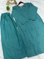 693 Lucknowi Palazzo Set - Turquoise Blue