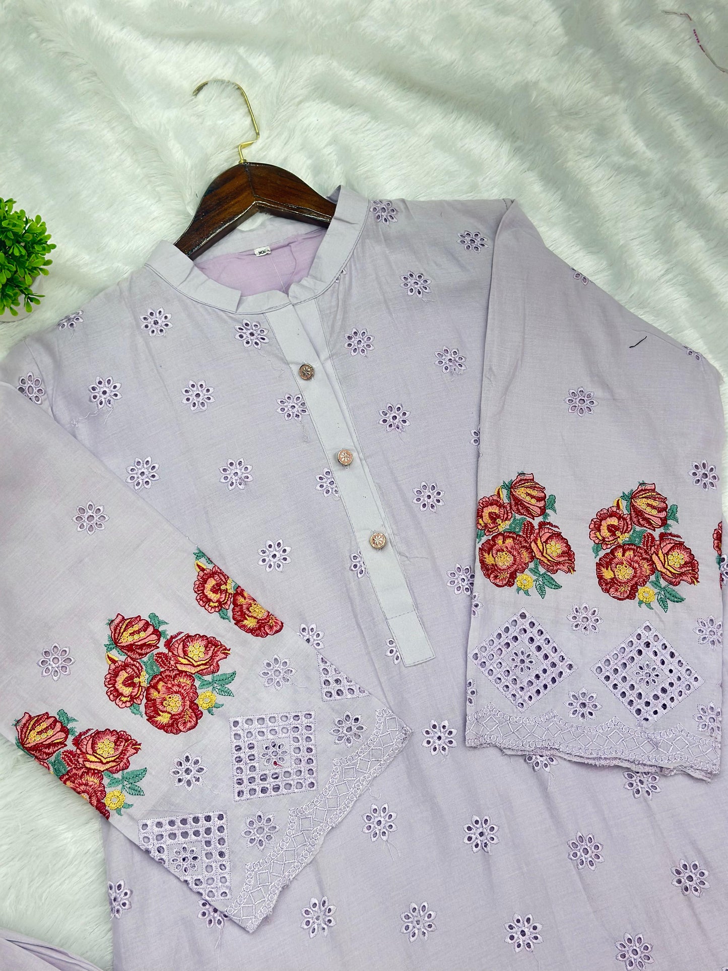 659 Premium Pakistani Lawn Cordset Set - Ash Lilac