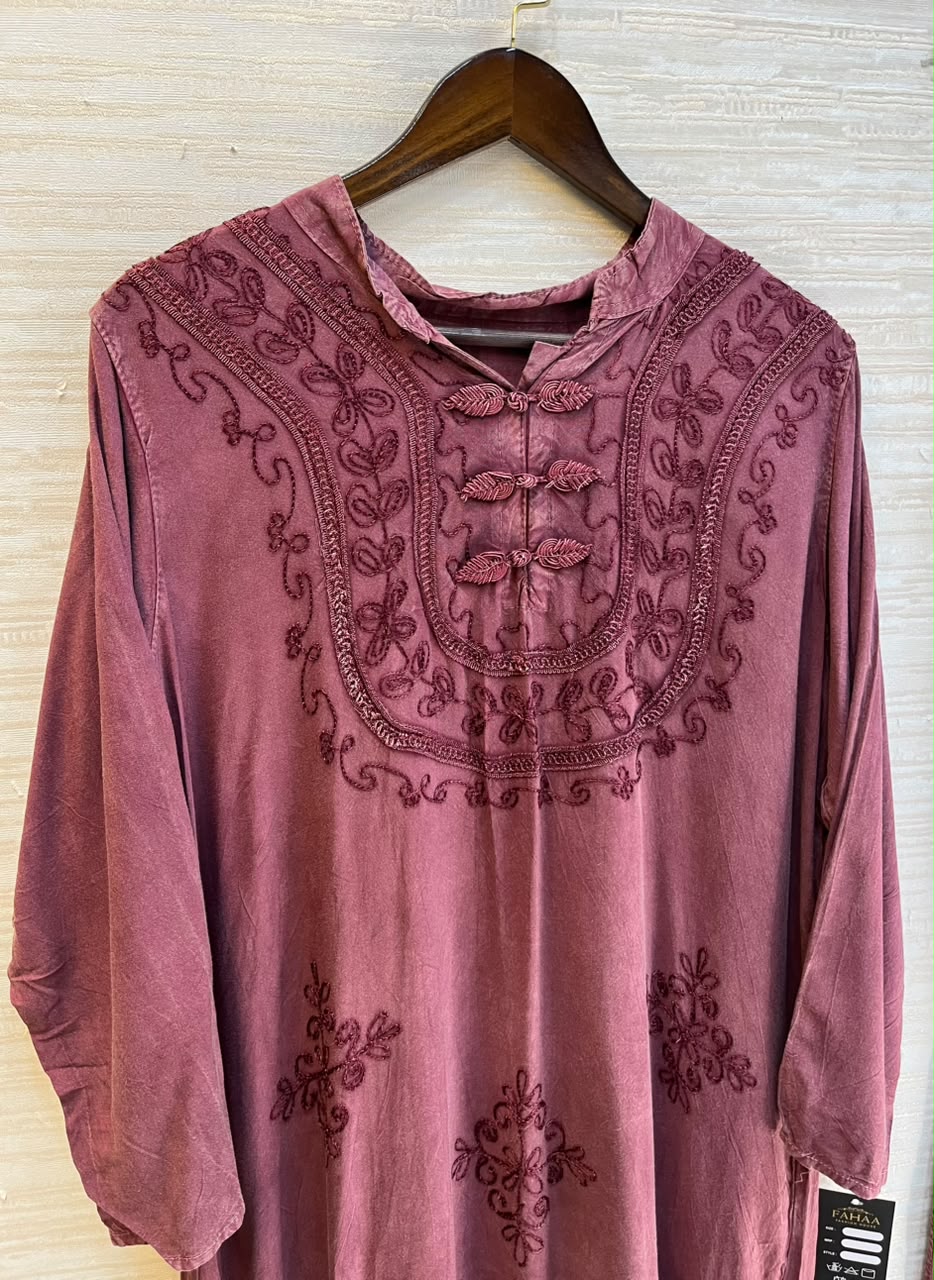 1205 Kashmiri Embroidered Coord Set - Onion Pink
