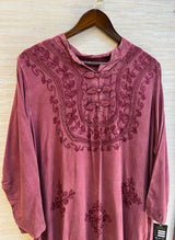 1205 Kashmiri Embroidered Coord Set - Onion Pink