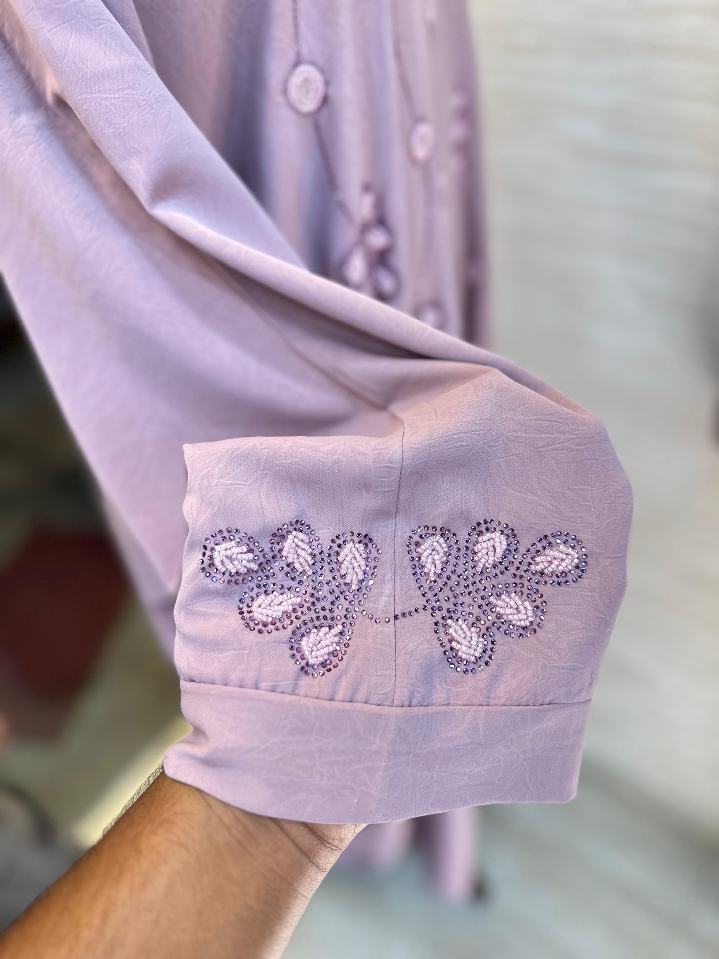 1116 The Premium Abaya - Lavender Gray