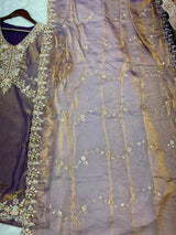1204 Floral Hand-Work Partywear - Mauve