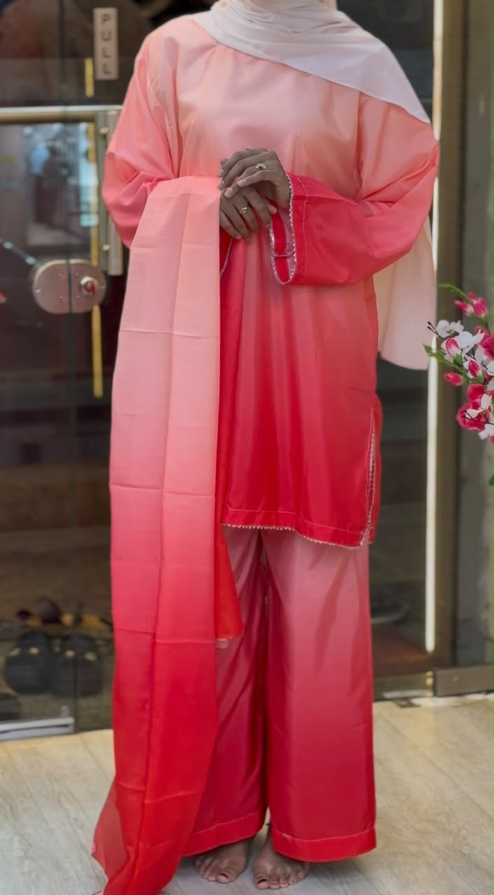 1245 Ombere Shade Coord Set - Peach | Red