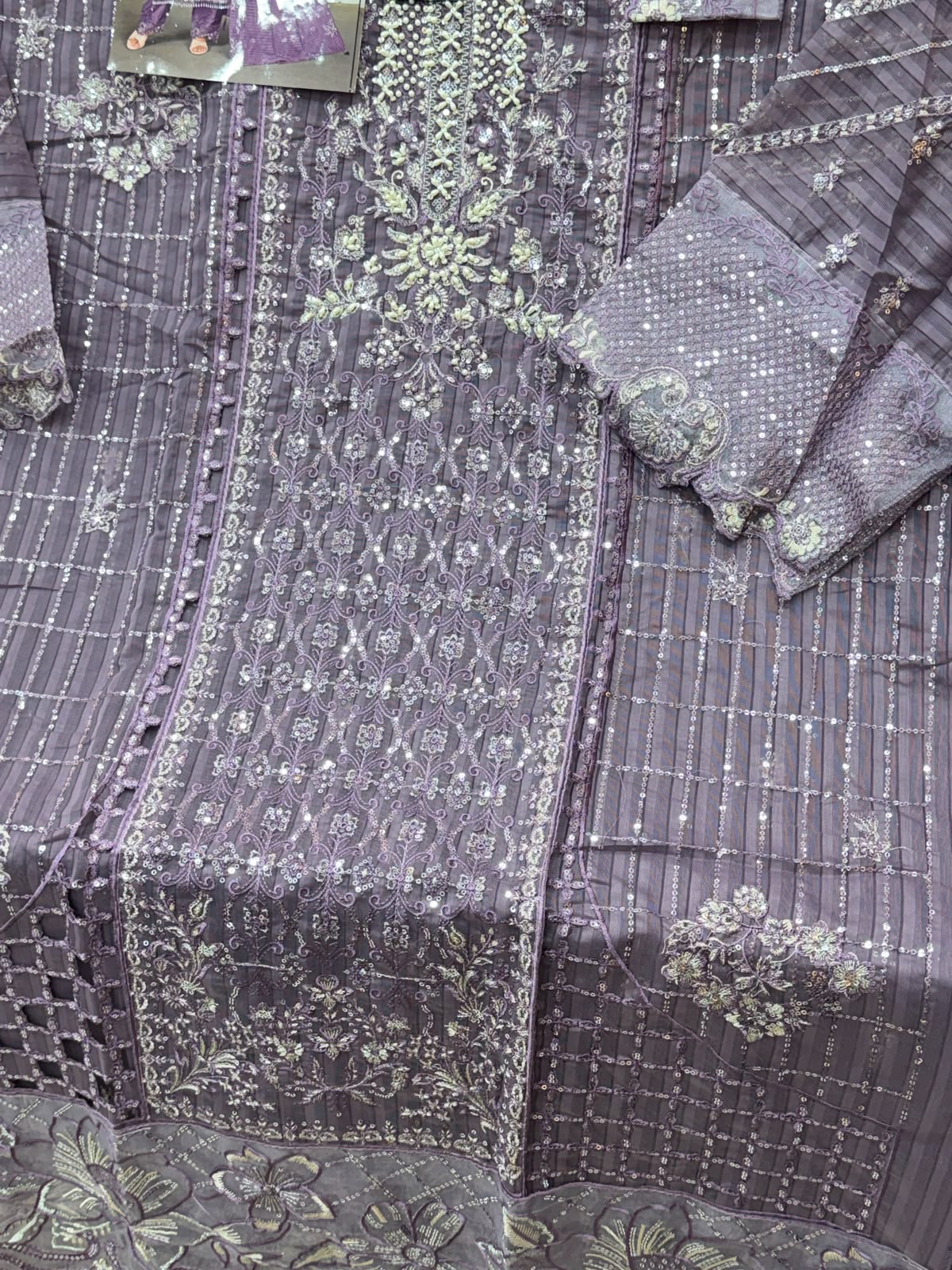 1436 Pakistani Unstitched Partywear - Purple