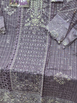 1436 Pakistani Unstitched Partywear - Purple
