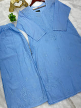 693 Lucknowi Palazzo Set - Powder Blue